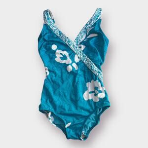 80s Roxanne Teal One Piece Swimsuit‎